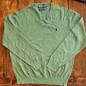 Polo by Ralph Lauren Men's Olive V-Neck Sweater